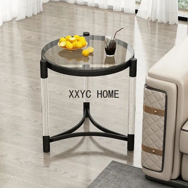 

Living Room round Tea Table Tempered Glass Light Luxury Advanced Acrylic Italian Combination round Table