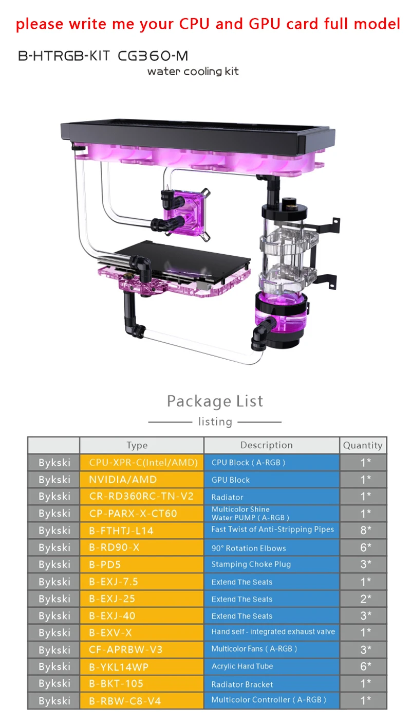 Bykski Kit Pendingin Cair untuk INTEL AMD CPU/Kartu Video Pendingin Tabung Keras/Bundel Pendingin Tabung Rigd 360Mm/Dukungan AURA RGB