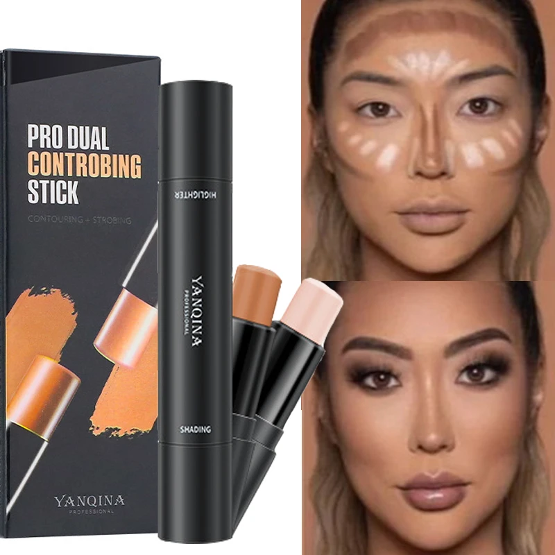 Double-headed Brown Bronzer Contour Stick Face Makeup Base Foundation Cream Texture Highlighters Shadow Contouring Pencil  Stick