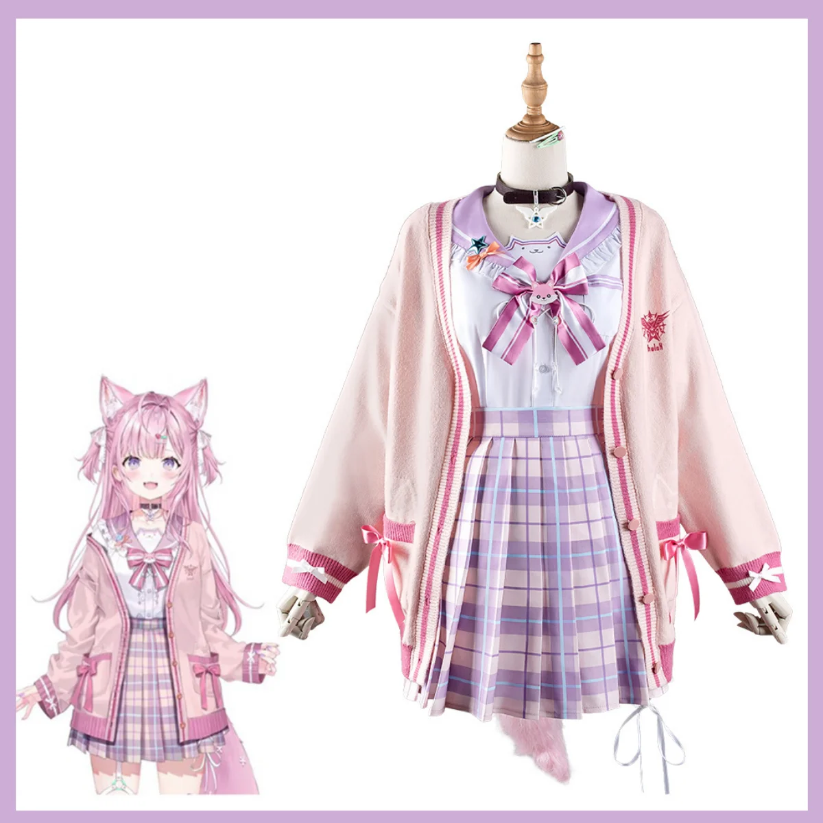 Hololive Virtual YouTuber Hakui Koyori Cosplay Costume VTuber Japanese Pink JK Uniform Skirt Coat Woman Sexy Kawaii Campus Suit