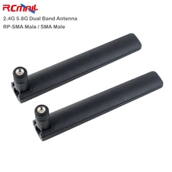 RCmall-antena de doble banda para enrutador WiFi, 2 piezas, 2,4G, 5,8G, 10DBi, 15CM, RP-SMA macho, tarjeta de red inalámbrica, módulo BT para casa inteligente