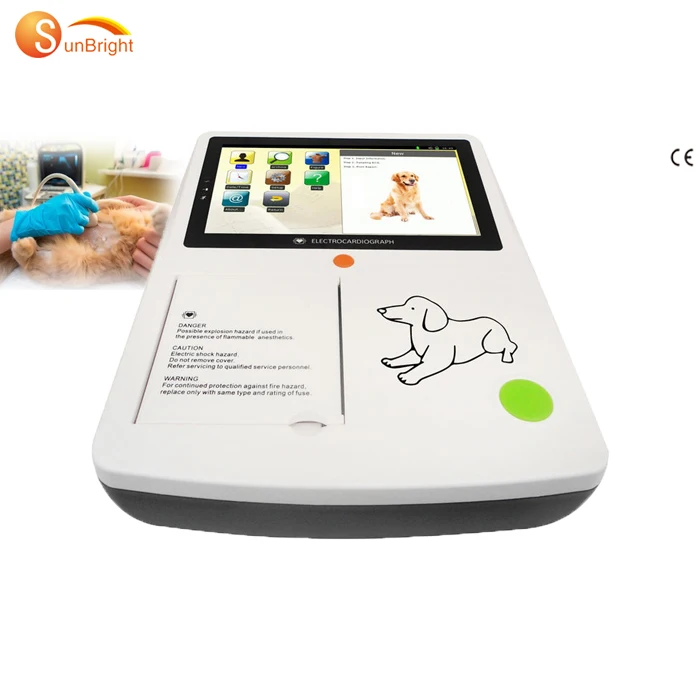 3 channel vet medical touch screen ecg ekg for dog/cat animals