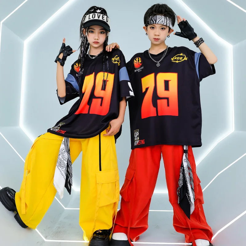 Ropa informal estilo Hip Hop para niños y niñas, sudadera K-pop, pantalones Cargo, conjuntos de ropa de baile callejero para niños, disfraces de moda de Jazz