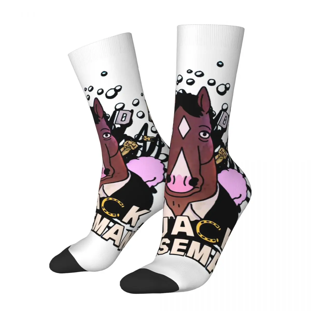 Happy Funny Main Men\'s Socks Vintage Harajuku B-BoJack Horsemans Hip Hop Novelty Seamless Crew Crazy Sock Gift Printed