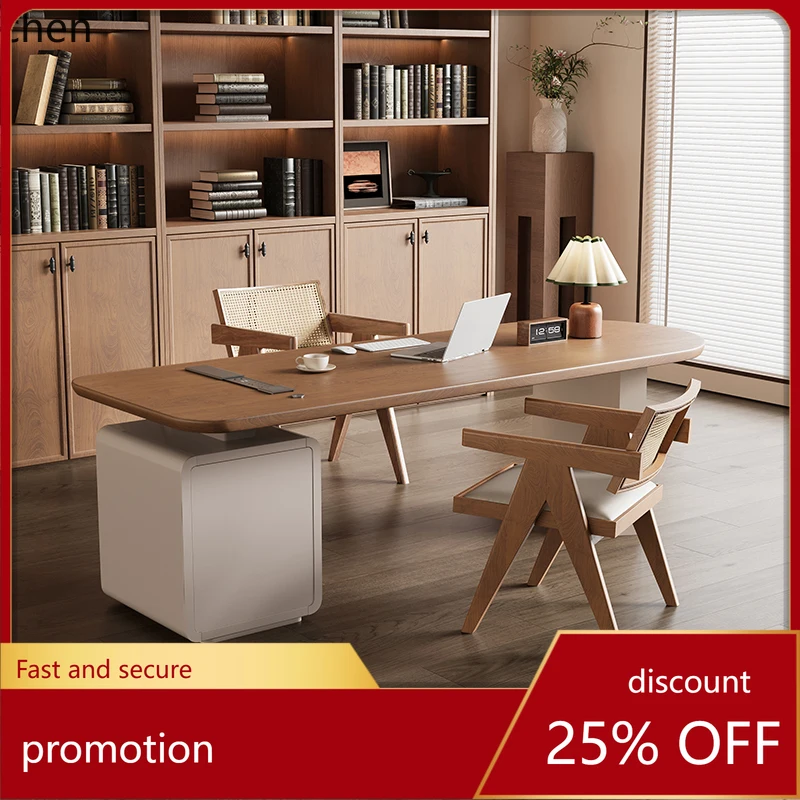 

CZ cream wind solid wood women's desk single small space light luxury high sense