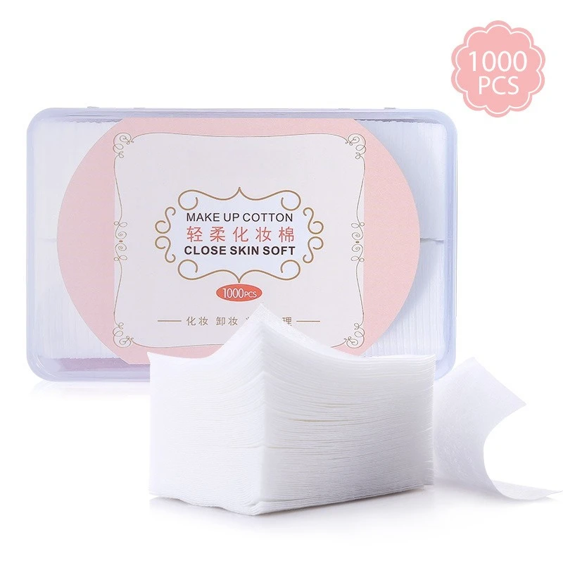 1000 szt. Jednorazowe płatki kosmetyczne do demakijażu, miękkie waciki do usuwania makijażu, papierowe płatki do oczyszczania twarzy, płatki kosmetyczne z pudełkiem