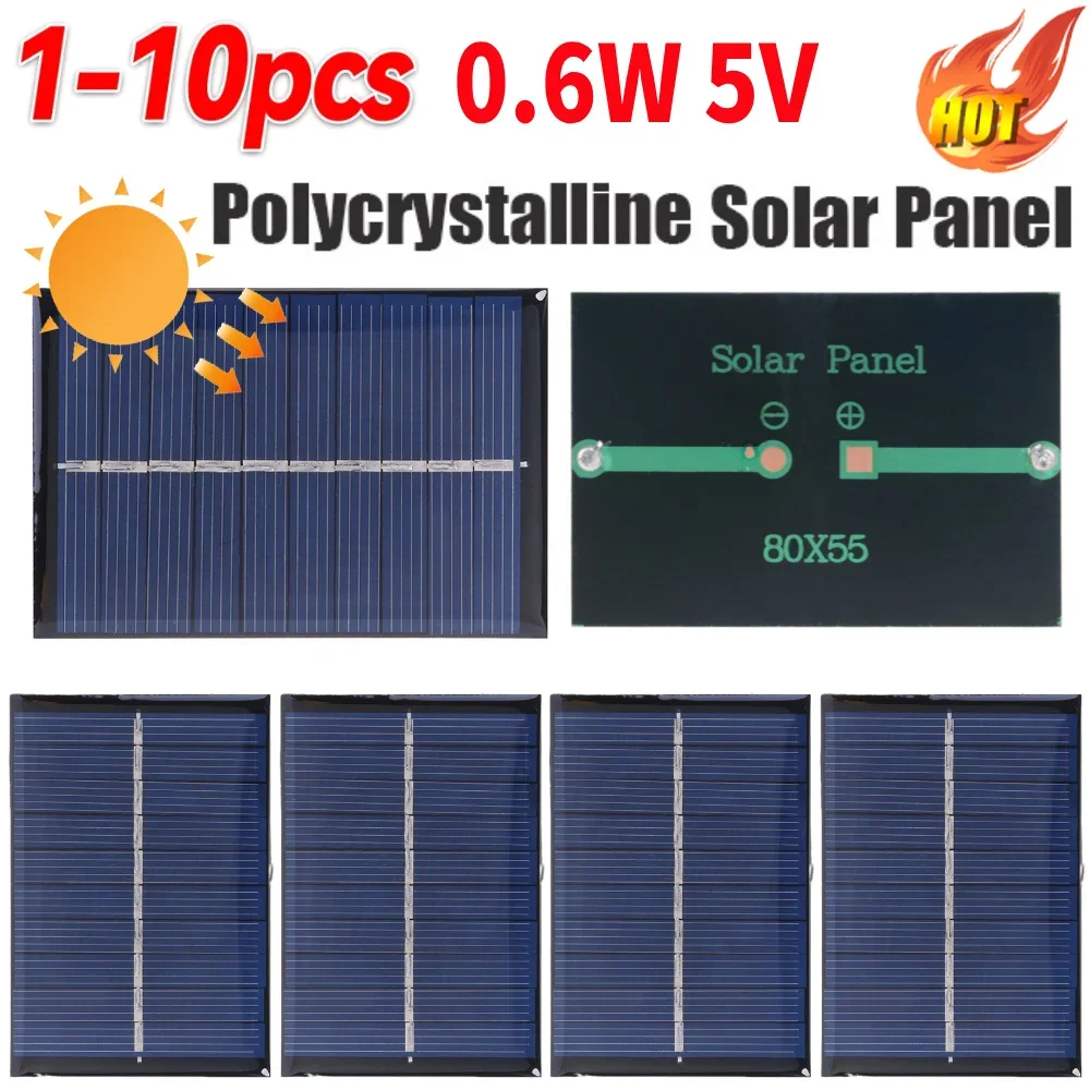 0.6W 5V 120mA Portable Solar Charger Panel Mini DIY Solar Panel Module Charger for Home Outdoors Cell Phone 1/5/10pcs