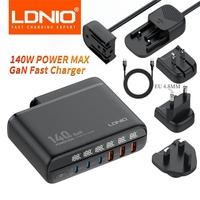 LDNIO Gan 140W Fast Charger Type C Digital Display Cellphones USB Charging For Xiaomi 14 Iphone Charge EU US UK Convertible Plug