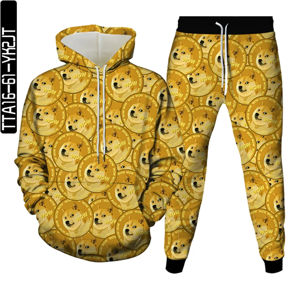 

Men Casual Animal Black Husky Shar Pei Bulldog Pug Print Clothes Women Outfits Birthday Party Anime Hoodies+Pant Teen Tracksuit