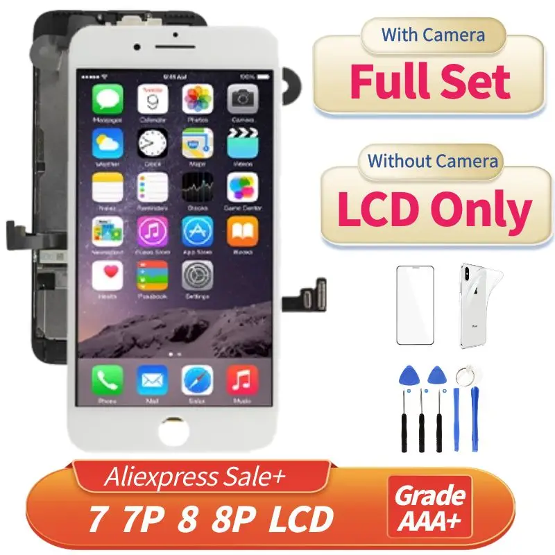 

Полный комплект дисплей для iPhone 7 8 Plus 7P 8 P, сменный ЖК-экран, полный сенсорный дигитайзер в сборе с передней камерой