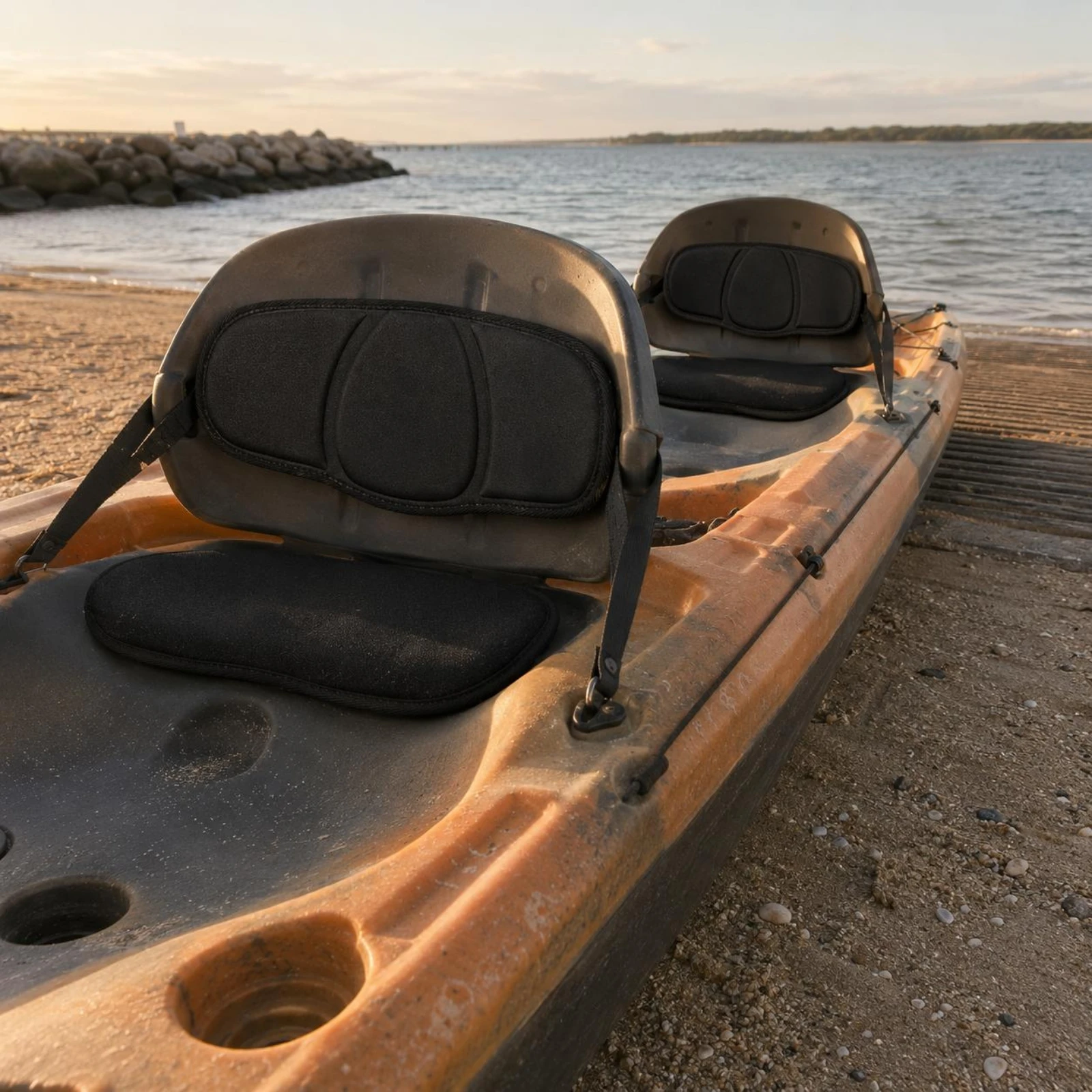 Padded Kayak Backrest Contoured Kayak Backrest Boat Seat Back Cushion Stitched Panels Water Sports Gear Textile-Trimmed