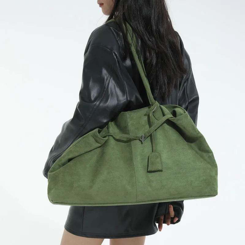 Women Suede Tote Bag Solid Color Shoulder Bag Large Capacity Handbags Trendy Satchel Bags Work Travel Shopping Commuter Tote Sac
