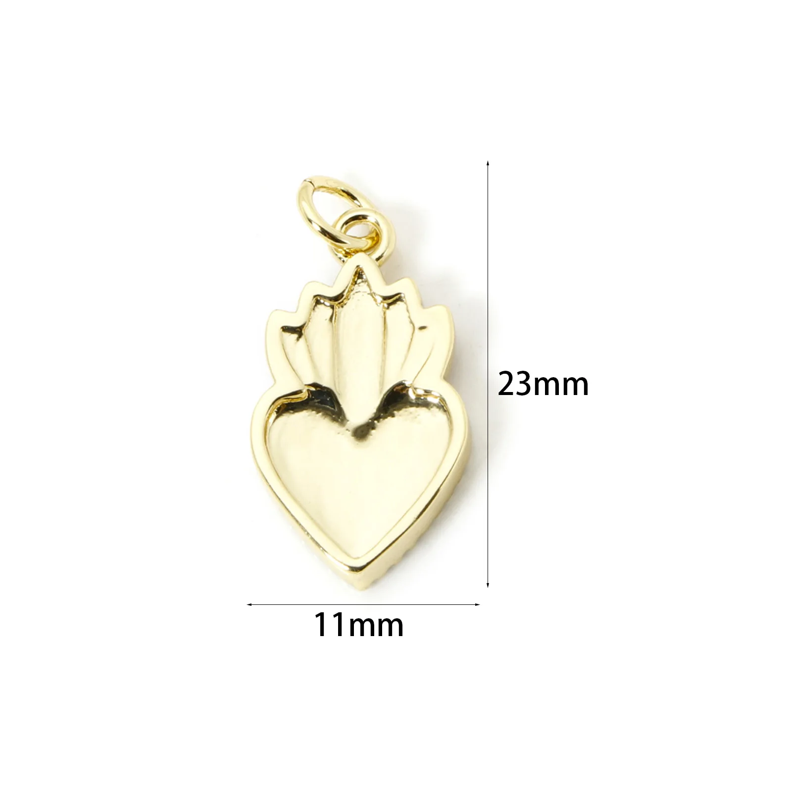 Fashion Brass Religious Charms For Jewelry Making 18K Real Gold Plated Enamel Ex Voto Heart Style Pendant DIY 23mm x 11mm