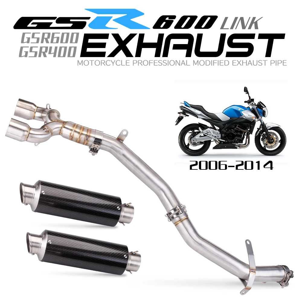 GSR400 GSR600 BK400 BK600 GSR BK 400 600 Modified Link Pipe Motorcycle Full Exhaust Muffler Escape System Slip-On