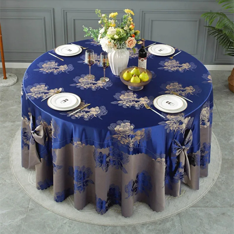 Chinese Retro Style Polyester Jacquard Bow Tablecloth with High-end Feel, Hotel Tablecloth, Restaurant Atmosphere, Fabric Art