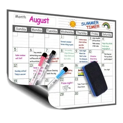 1 Set of Calendar Erasable Monthly and Weekly Schedule Magnetic Dry Erase Whiteboard Refrigerator Sticker Message Board