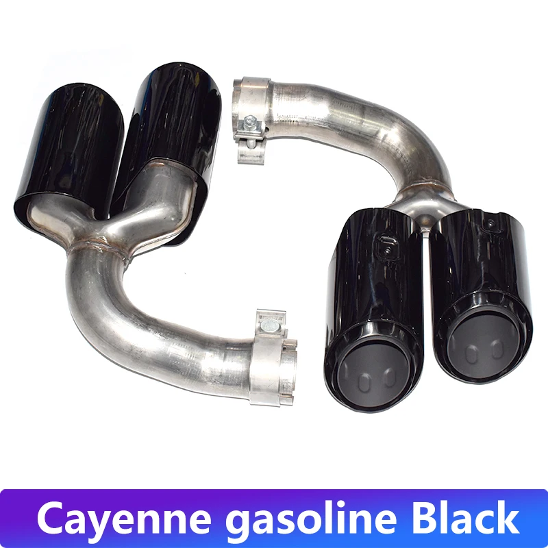 1 paar Voor 2018-2025 Porsche Cayenne Benzine Hybride Uitlaatpijp Upgrade GTS Rvs Zwart Quad Uitlaat tip Nozzle