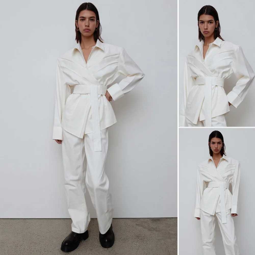 

Mia Muse Boutique женские осенне-зимние рубашки 2025 модные деловые крутые однотонные рубашки с длинным рукавом и воротником повседневные повседневные рубашки