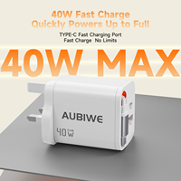 40W Fast Charging Charger with Retractable USB-C Cable, Includes USB-A and USB-C Ports, Compact Design Ideal for Travel.