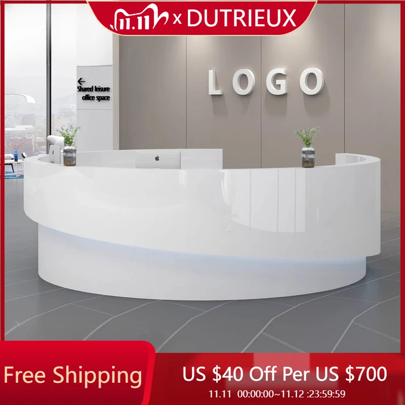 

U Shape White Reception Desks Front Desk Luxury Counter Service Reception Desks Business Checkout Scrivania Office Furniture
