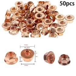 50PCS Car Exhaust Manifold Lock Nuts Copper Plated M8x1.25 Fit For BMW 2024 Hot Sale Brand New And High Quality