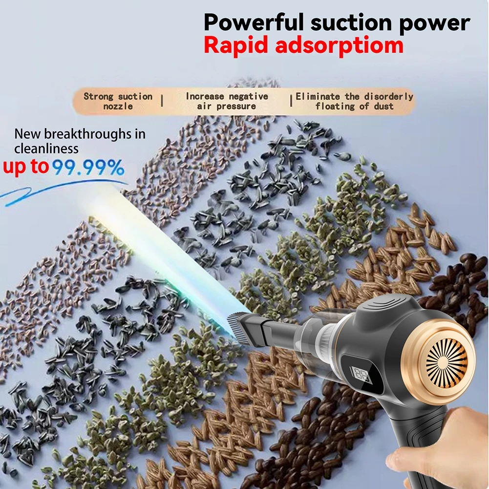 Black Car Vacuum Cleaner Carpet Cleaner Dual Suction Extended Flat Suction Head High Power Suction Black Car Vacuum