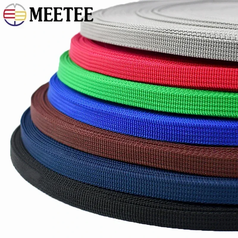 Meetee 1 Rolle = 45 m, 10 mm, buntes PP-Gurtband, 1,1 mm dickes Nylonband, Taschengurt, Rucksackgürtel, gewebtes Klebeband, DIY-Nähzubehör