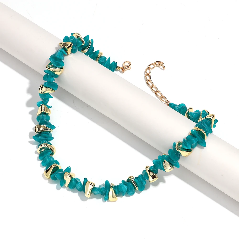 Boho Colorful Acrylic Irregular Stone Beads Necklace Bracelets Set