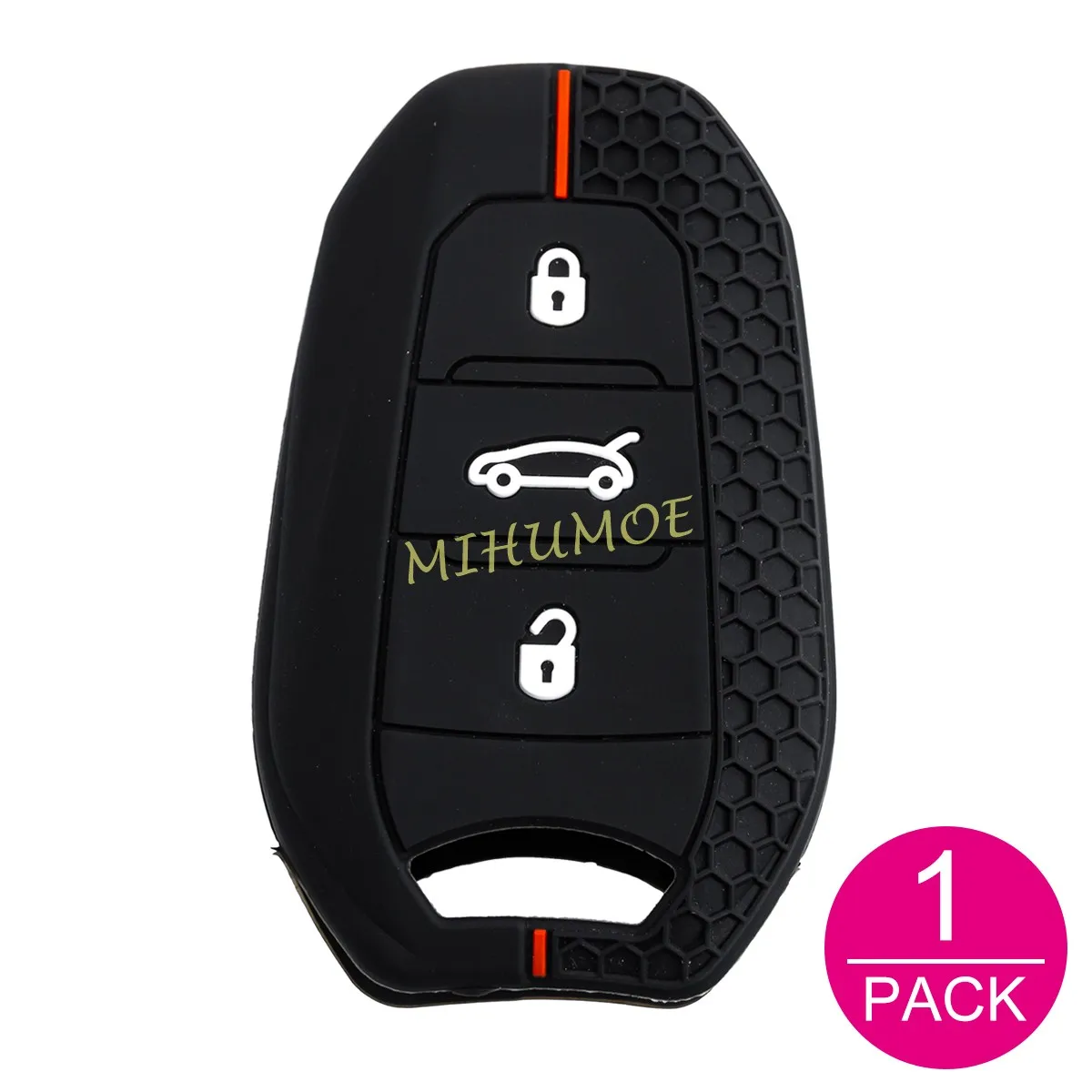 3 Knoppen Siliconen Autosleutelzakje Case Cover Chain Voor Peugeot 208 308 508 2008 3008 5008 Citroen C3 C5 Aircross C4 Picasso DS 3 7