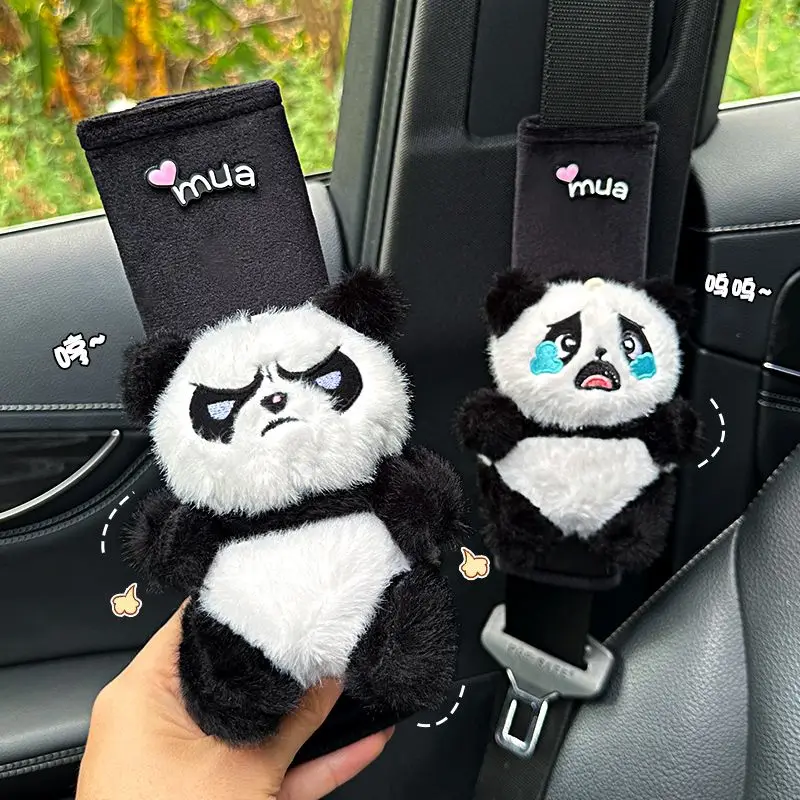 

Новый мультяшный панда, автомобильный ремень безопасности, защита на плечо, милые животные, детский плюшевый чехол, украшение интерьера, автомобильные аксессуары