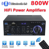 AK45 800W Home Digital Amplifiers Audio Bass Audio Power Bluetooth Amplifier Hifi FM Music Subwoofer Speakers USB SD Mic Input