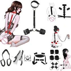 Kinky BDSM Bondage Neck To Wrist Restraints Erotic Collar Handcuffs Bondage Kit Slave Role Play Fetish Sex Toys For Couples