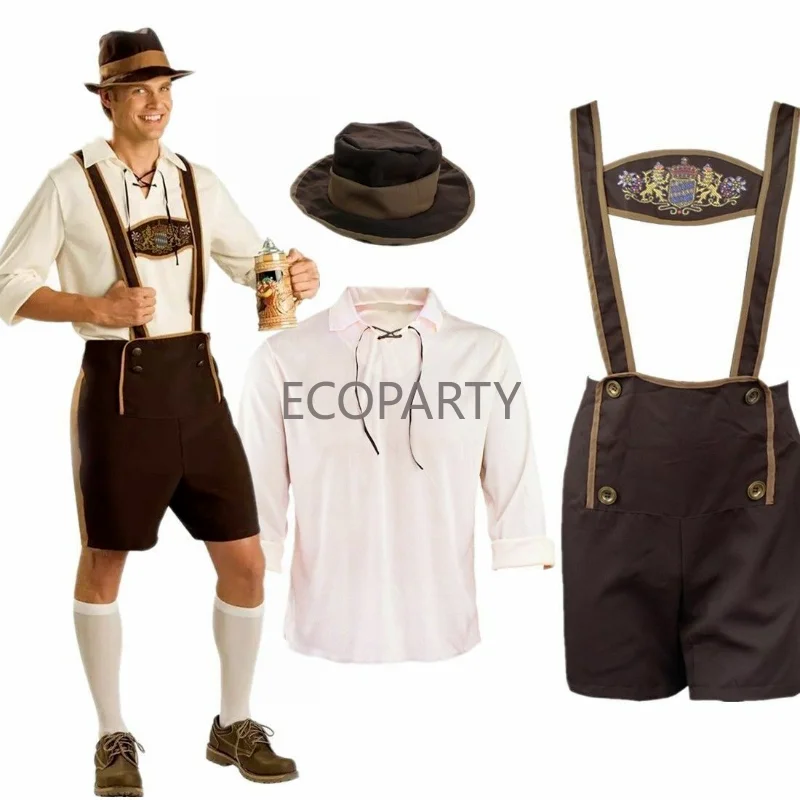 Costume Traditionnel d'Oktoberfest pour Homme, 3 Pièces, Tenue de Cosplay, Carnaval, Halloween, Barrage, Robe de Soirée