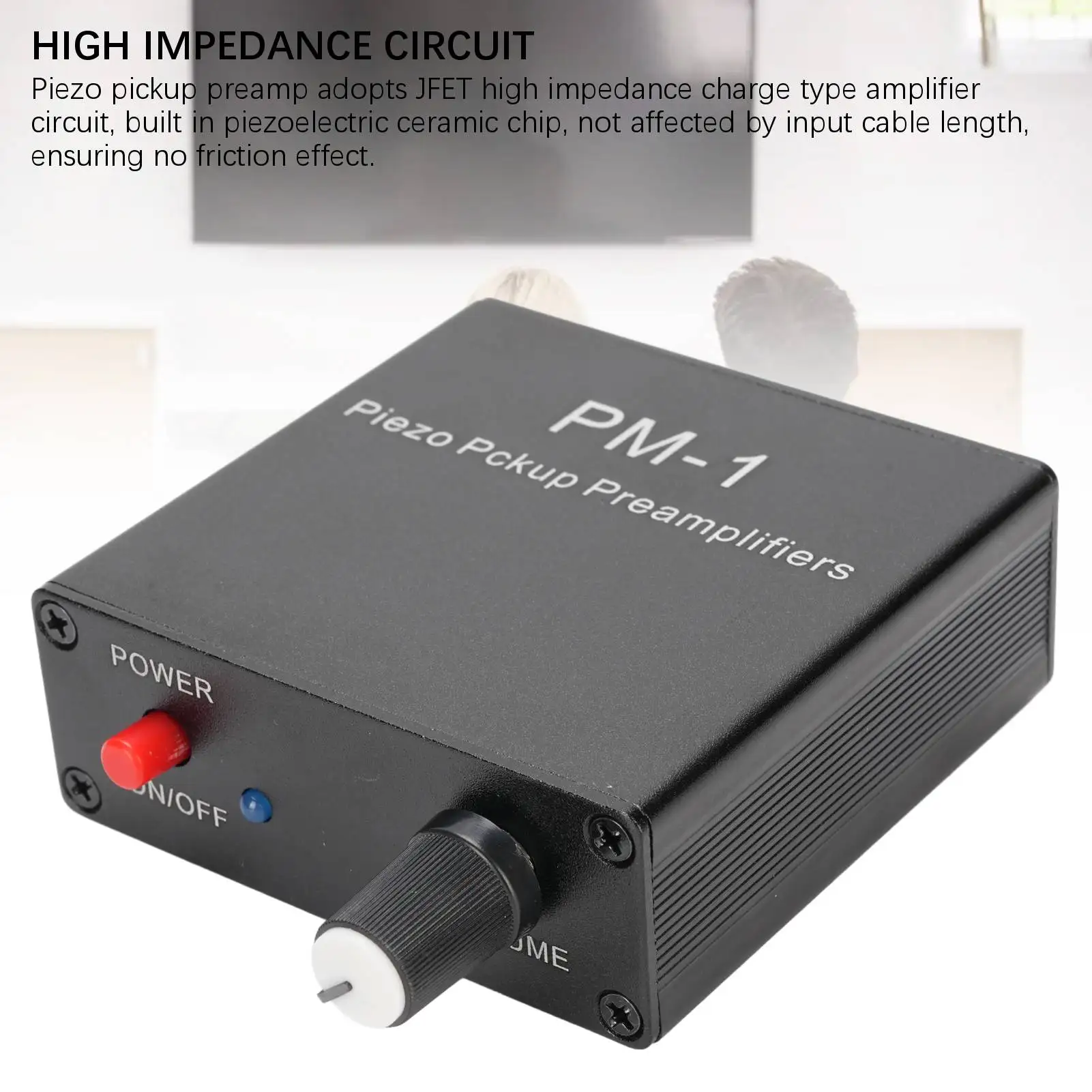 Guitar Pickup Preamp Amplifier High Input Impedance Piezo Pickup Preamp Rechargeable Low Frequency Limit for String Instrument