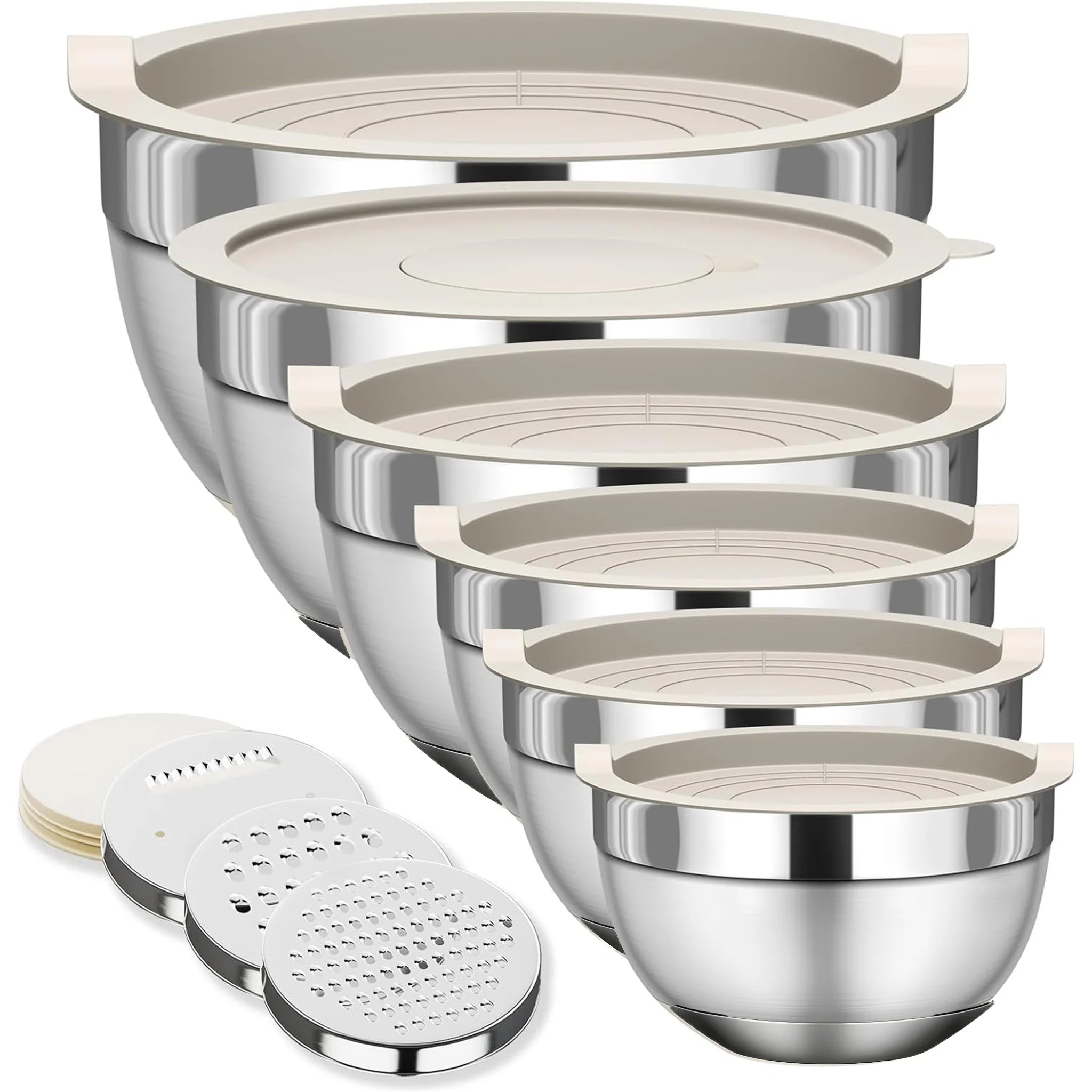 

Stainless Steel Mixing Bowls with Lids, Nesting Prep Bowls for Baking Cooking, Reusable Food Storage Containers