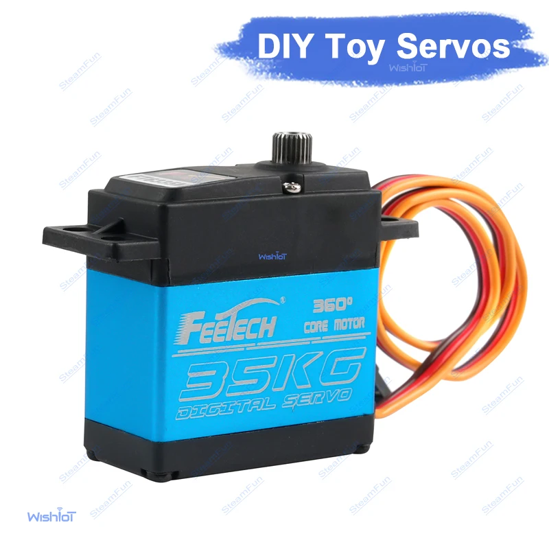 

Цифровой сервомотор 7.4В 35КГ 360 градусов с магнитным стальным редуктором для роботов, радиоуправляемых машин, самолетов, квадрокоптеров, игрушек FEETECH FT6335M
