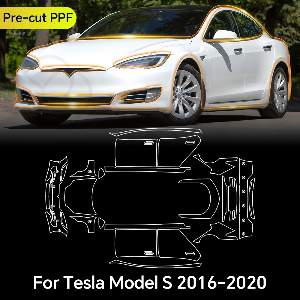 

For Tesla Model S 2016-2020 9Mil TPU Paint Protection Film Clear Bra Car Body Pre-cut PPF Anti-Scratch Resistant Invisible Cover