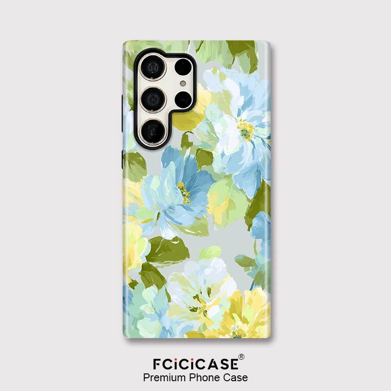 Fcicicase Floral Pattern Phone Case For Samsung Galaxy S25 Ultra S24+ S23 FE S20 A56 A36 A26 A16 Double-layer Acrylic PC Cover
