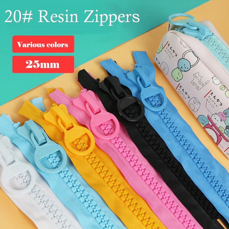 

2/3/5Pcs 25cm 20# Extra Large Resin Zipper 15 Colors No Endless Lock Zippers Pencil Bag Decoration Zip DIY Sewing Accessories