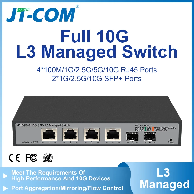 JT-COM 4*10GE + 2*10G SFP+ L3 Managed Switch