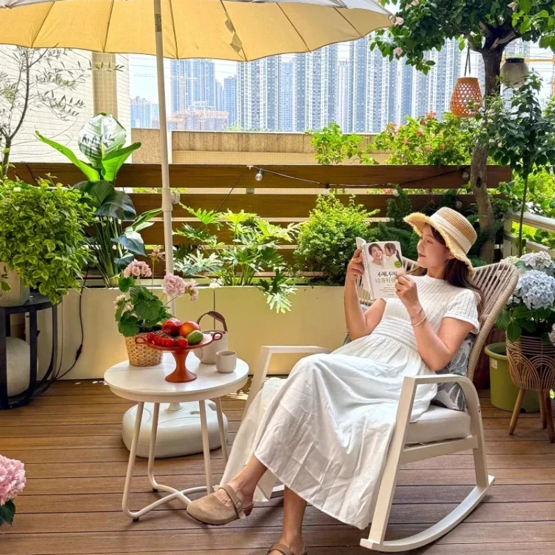 

Outdoor garden rocking chair recliner, lazy rattan single rocking chair