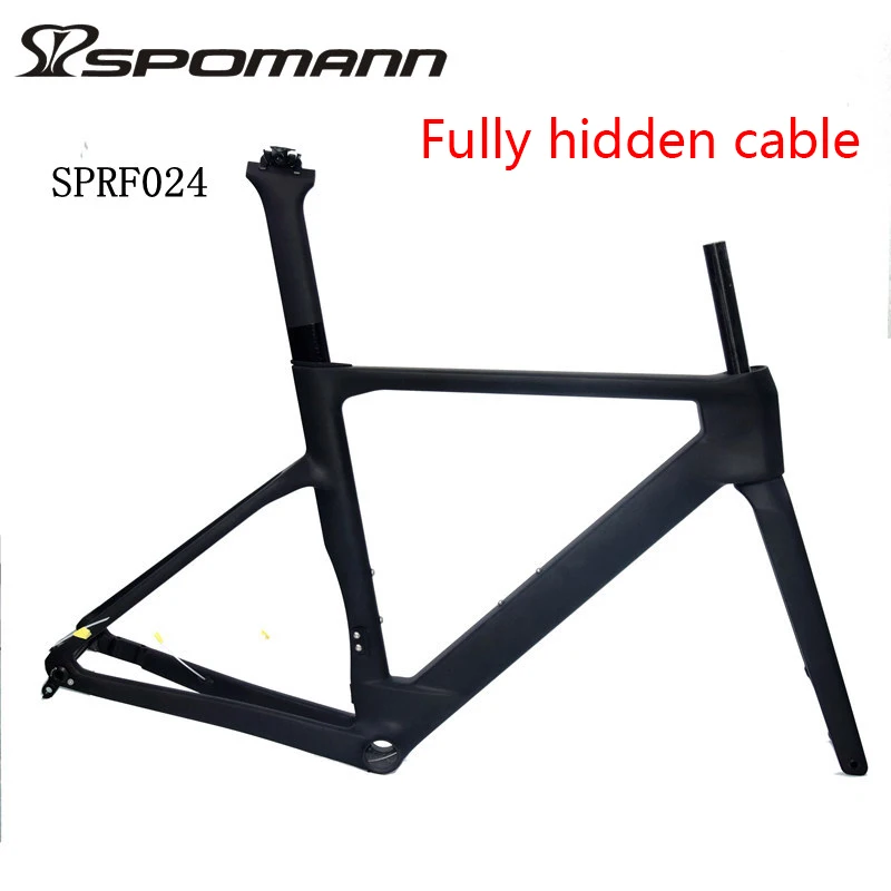 Newest Fully hidden cable 700C Racing Road Bike T800 UD Full Carbon Fibre Thru Axle Disc Brake Bicycle Frame Carbon Fork Light