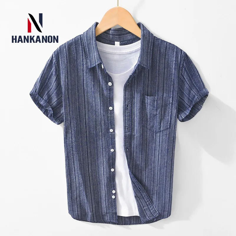 High-quality Men's Clothing Made of 100% Cotton, Lightweight, Breathable, Sweat-wicking Short-sleeve Shirt for Summer.M-3XL