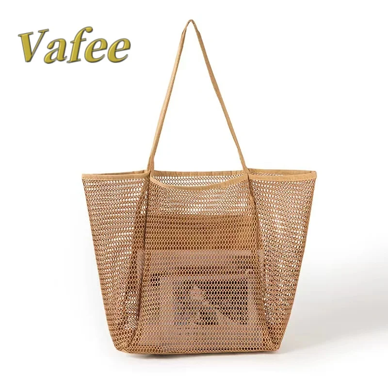 Beach Mesh Tote Bag, Casual Tote Bag Hobo Women Foldable MAX 23L Shoulder Bag For Beach Picnic Vacation