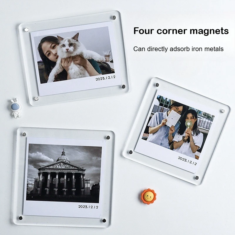 Magnetic acrylic refrigerator sticker photo frame DIY photo wall magnet photo card display board
