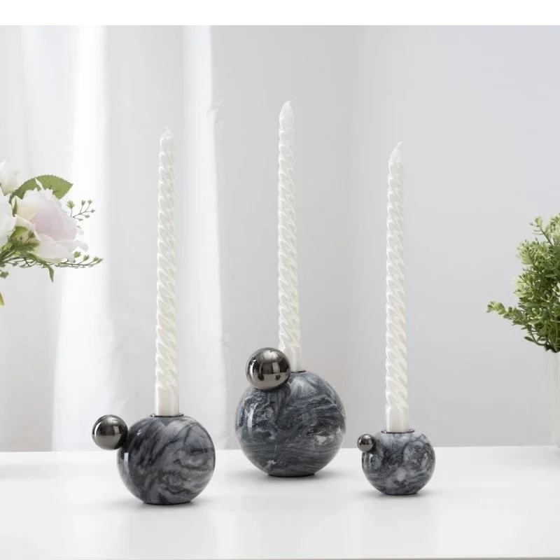 Spherical Marble Candlestick Restaurant Candlelight Dinner Romantic Decoration Ornament Home Art