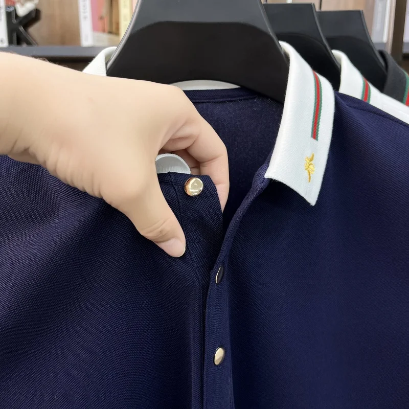 Luxusmarke Kurzarm Herren POLO Shirt Mode Boutique Bienenstickerei Design Neue Tops Sommer Freizeit Komfort Atmungsaktives T-Shirt – Detail 15