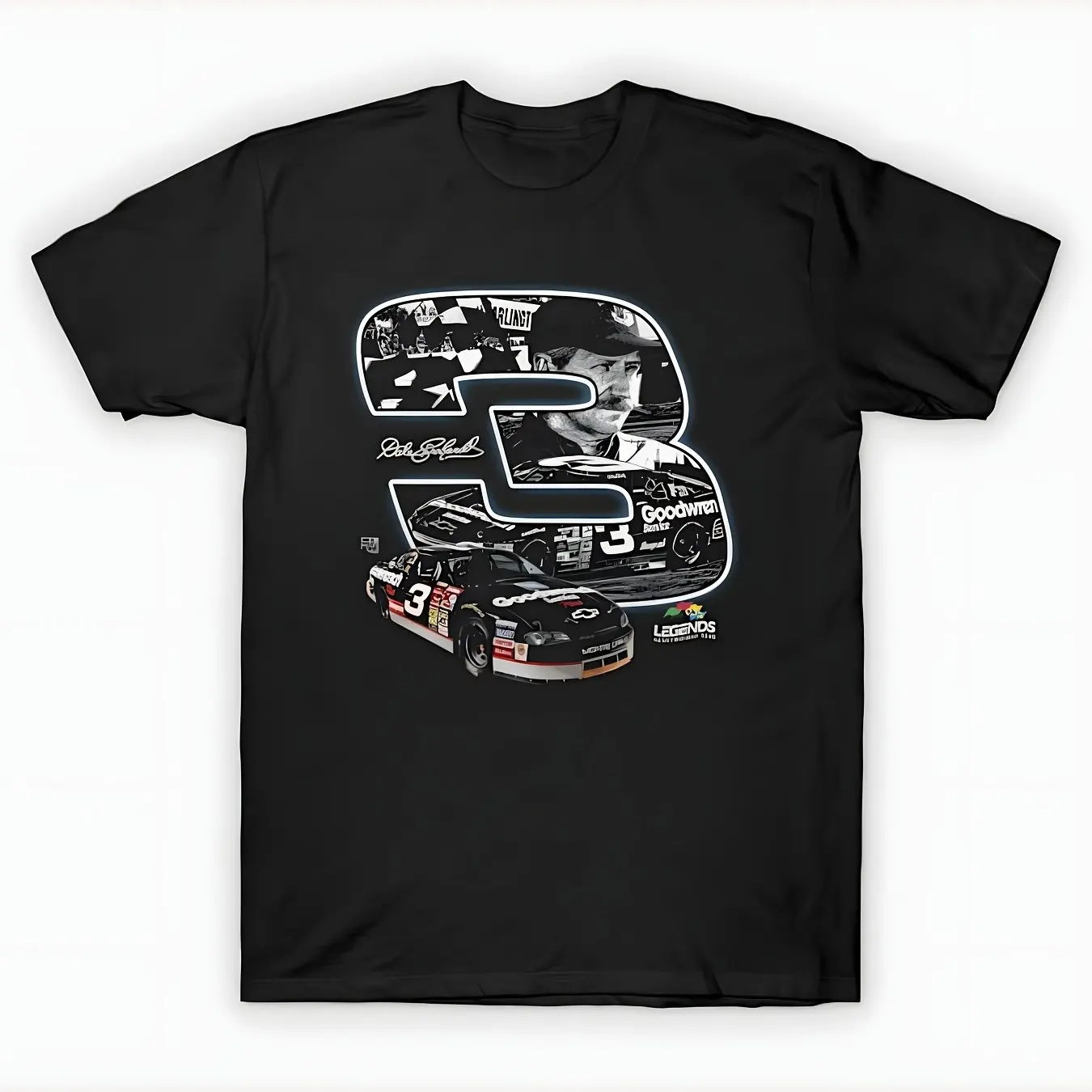 

Men's Retro Cotton Crew Neck Short Sleeve T-Shirt with Racing Print -