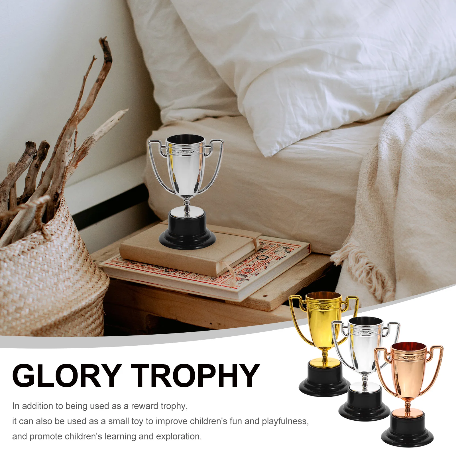 3 Pcs Trophy Toy Small Trophies for Kids Models Football Award Plastic Mini Child