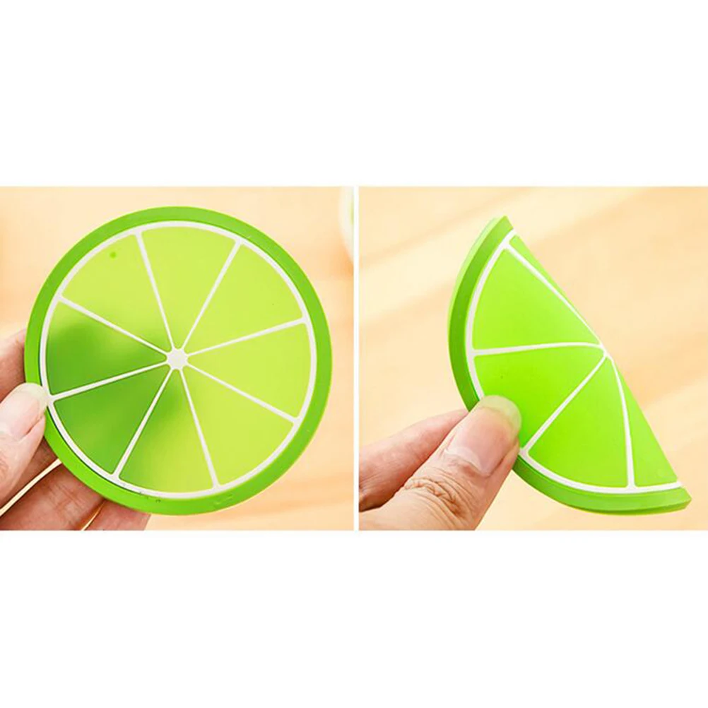 

5 Pcs Silicone Coasters Round Pad Fruit Shaped Anti-slip Heat Resistant Cup Mat Absorbent Table Protector Home Decor